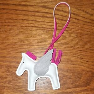 Pegasus Purse Charm, White/Gray/Fuchsia